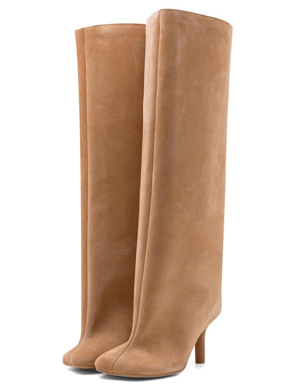 Knee High Boots Women Square Toe Kitten Heel Pull On Tall Boots